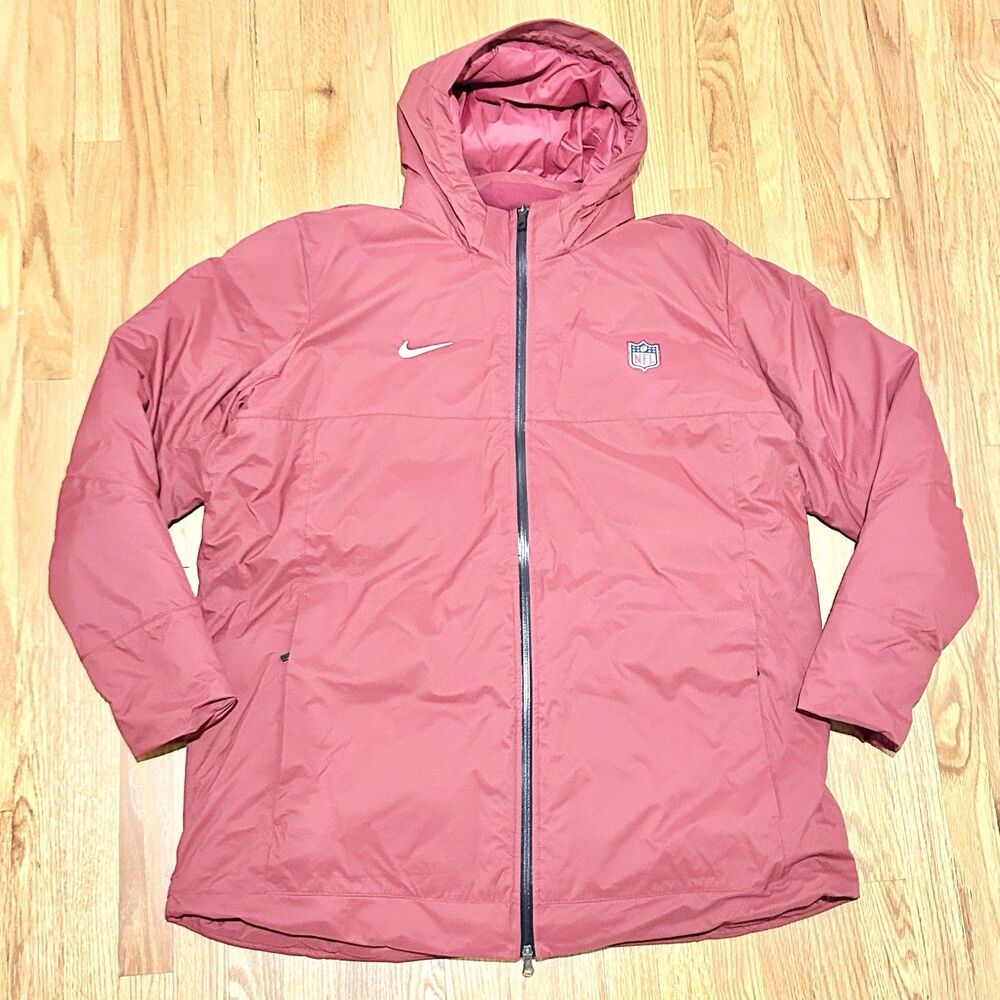 Nike NFL Team Issued Men's Size 2XL Team Red Down Hooded Full-Zip Parka Jacket